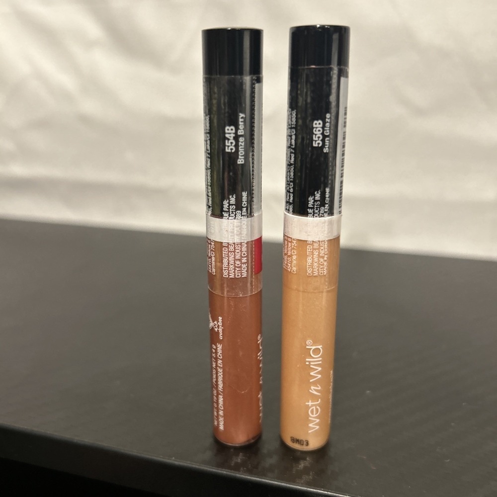 Wet n Wild MegaSlicks Lip Gloss, Bronze Berry 554B & Sun Glaze 556B 0.19 oz‎